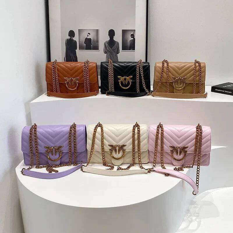 Women's chain swallow high-end fashion versatile shoulder and crossbody bag, women's embroidered small square bag