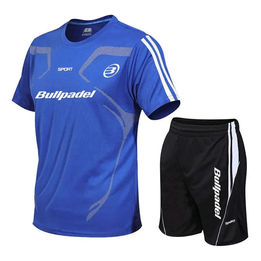 Summer Mens padel sports Sets Breathable Running Short Sleeve T ShirtShorts Tees Tops Quick Drying 2 Piece Set 260416