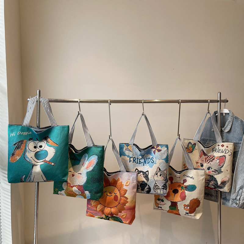 Korean Style Large Capacity Linen Canvas Shoulder Bag for Women 2025 New Trend Versatile Cute Casual Handbag Tote Bag