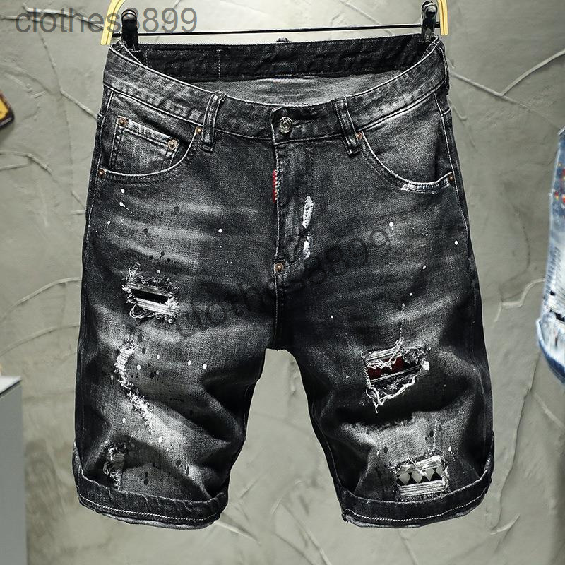 Designer Jeans DS Medium Pants Pentagonal Pants Mens Denim Shorts Cotton Stretch Black Grey Ripple European and Americ dsquared2a dsquared dsqared2 dsquared2 Q5JE