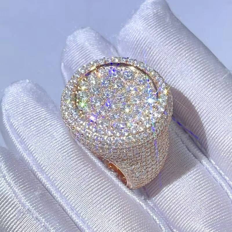 Moissanite Diamond Cluster Ring 925 Silver Iced Out Statement Ring Hip Hop Luxury Jewelry Gift for Men Women Bold