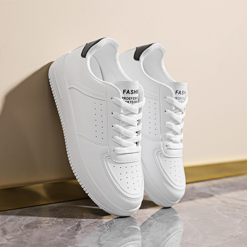 Hot selling minimalist white lace up casual low top flat sports shoes