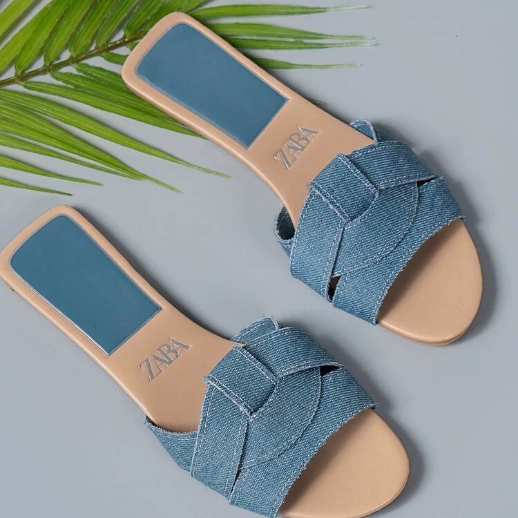 Women Metallic Rainbow Color Block Slide Sandals, Criss Cross Flat Open Toe Casual Summer Beach Slip On Fashion Slippers - view 6