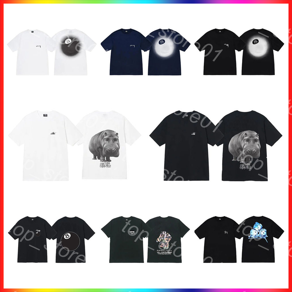 2026 Designer T Shirt European and American Street Trendy Printed No.8 Ball Table Tennis Retro Dice Short Sleeve Oversized Men's and Women's Couple Pure Cotton T-shirt