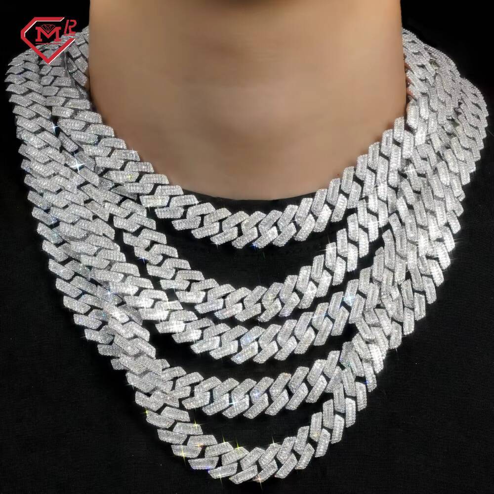 In Stock 15mm Moissanite Cuban Link Chain Hiphop Jewelry 925 Silver Vvs Iced Out Moissanite Cuban