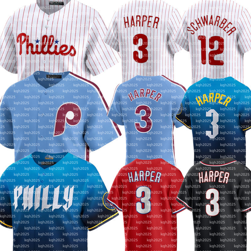 Custom Phillies Baseball Jersey Bryce Harper Trea Turner Kyle Schwarber Andrew Painter Brad Keller Jhoan Duran Bryson Stott Alec Bohm Brandon Marsh Justin Crawford