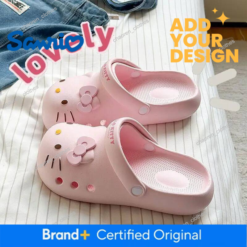 Croc Shoes Girls Hello Kitty Non-Slip Sandals For Summer New Sanrio Thick-Soled Heightening Slippers Fashionable Breathable Luxury Goods