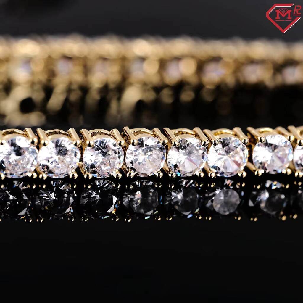 Luxury 5mm Tennis Bracelet Moissanite Jewelry Gold Plated 925 Silver Vvs Iced Out Moissanite Tennis Bracelet