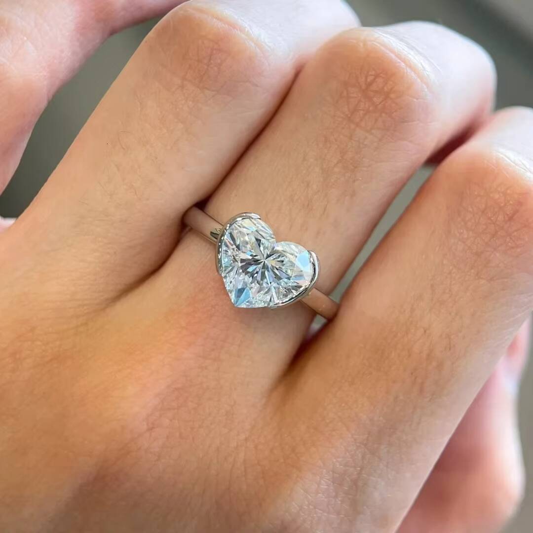 Fine Jewelry 3ct 14k 18k White Gold HPHT CVD IGI Certificate Diamonds Engagement Ring Heart Shape Lab Grown Diamond Rings