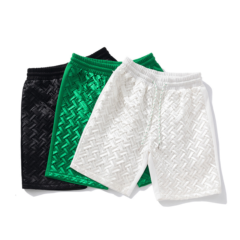 Summer Designer New Style Green Short Pants - Original Fashionable Trendy Casual Knitted Five-piece Pants - Straight Leg Trendy Men's Comfortable