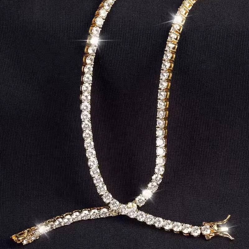 Wholesale 2mm 3mm 4mm 5mm 65mm Hip Hop Jewelry 925 Sterling Silver Tennis Chain Iced Out Moissanite Tennis Chain Necklace