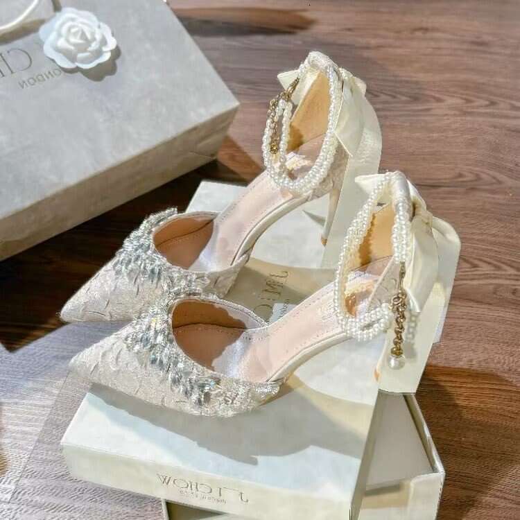 new high heels women thin heel dress twoway butterfly wedding shoes closedtoe single strap shoes for women