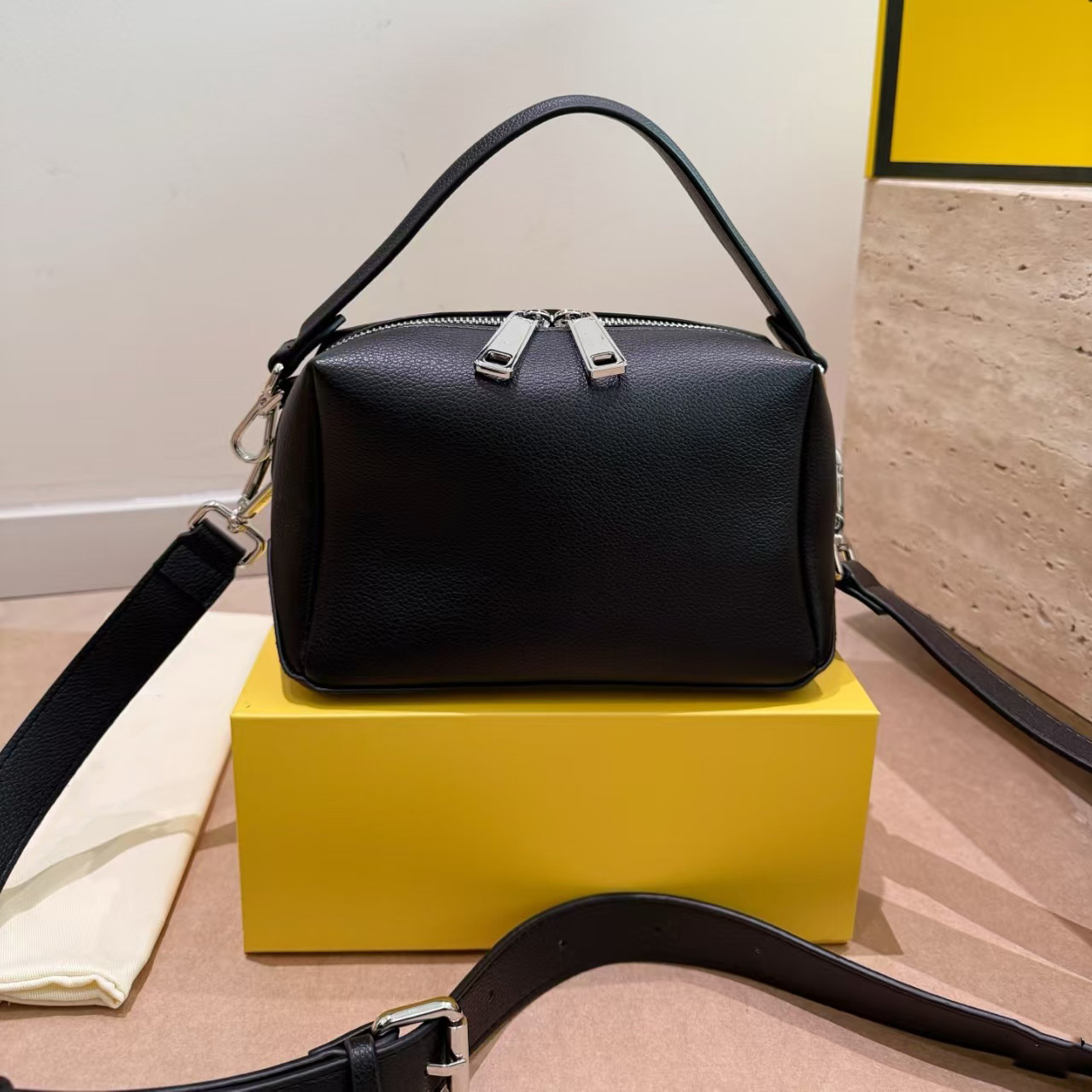 Peekaboo Mini Crossbody Bag Soft Calfskin Double Zip Closure Multi-Color Options Casual Daily Shoulder Bag with Adjustable Strap for women