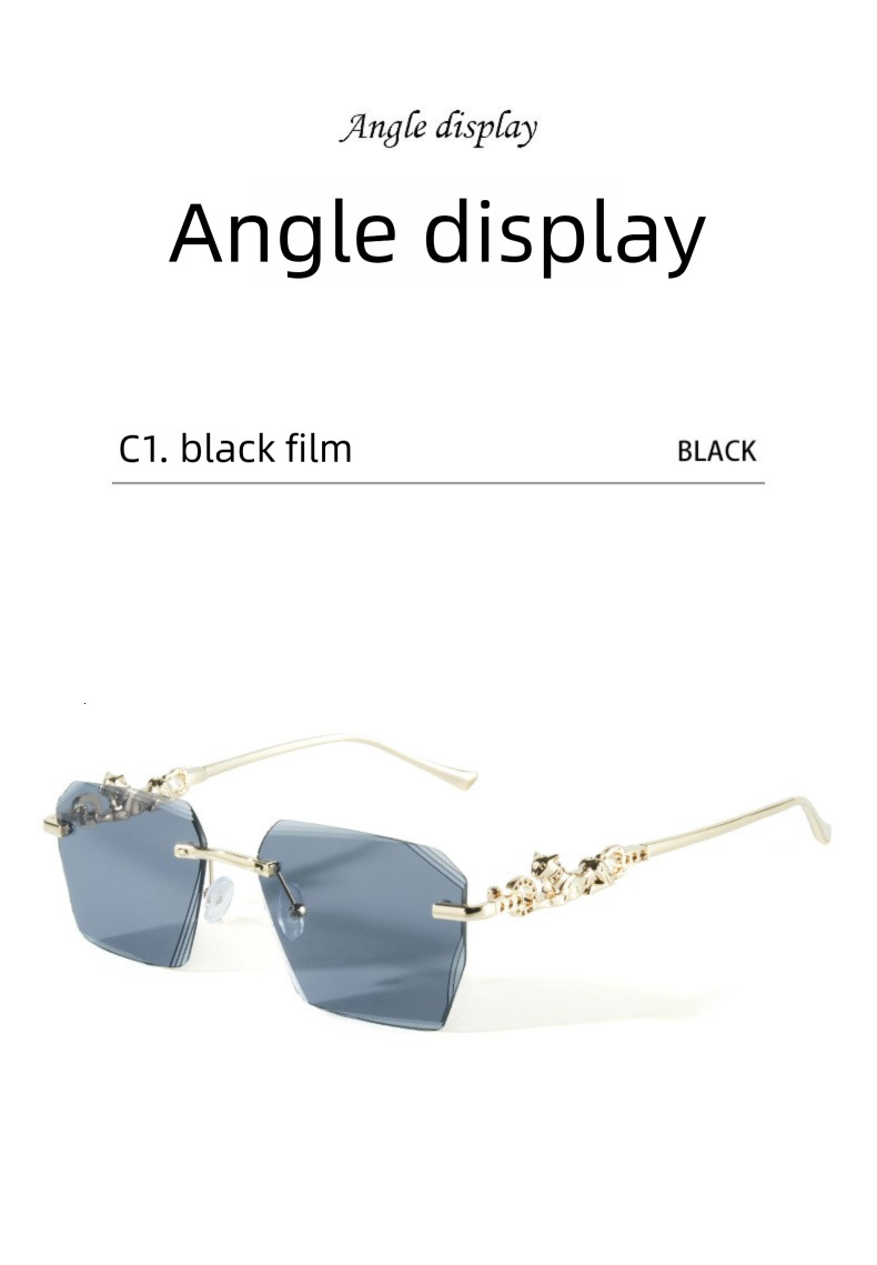Luxury New Metal Frameless Leopard Print Designer Sunglasses Korean Square Small Frame Fashionable Sunglasses Trendy Versatile Sunglasses