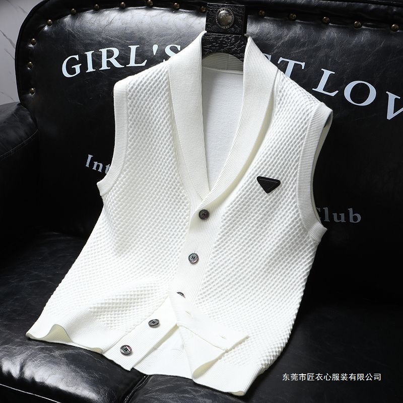 luxury brand designer spring summer knit cardigan blazer mens trendy brand solidcolor fitted business casual fashionable top