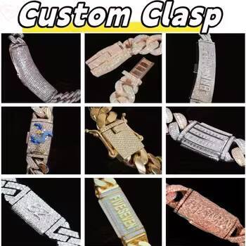 Hip Hop Moissanite Cuban Chain Plain Rose Gold Plated S925 Custom Clasp Elegant Vvs Cuban Link Chain