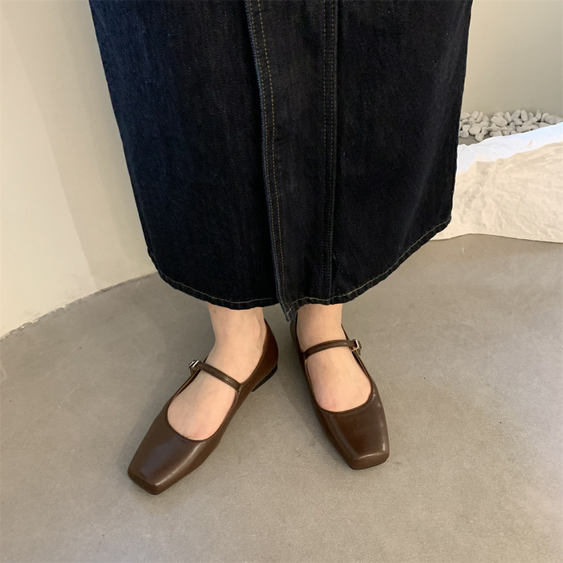 Retro Square-Toed Shallow-Heel Women's Shoes New Fashion Spring-Autumn Korean Version Gentle Fairy Style Chunky Heel Mary Jane