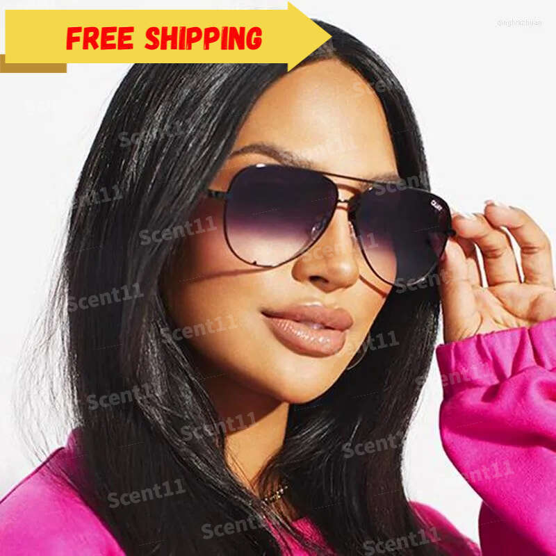 Sunglasses Quay Pilot Women Brand Design Metal Frame Mirror HIGH KEY Sun Glasses For Vintage Ladies Goggles Female