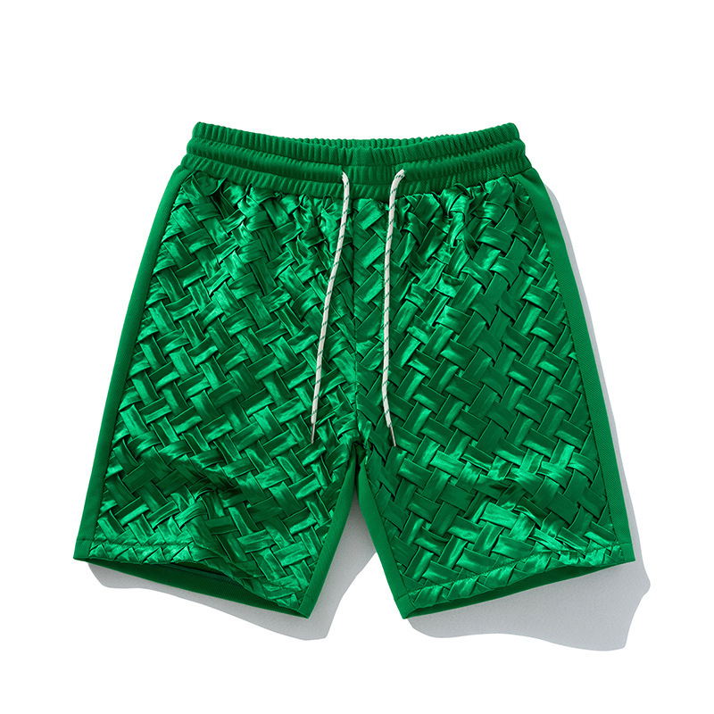 Summer Designer New Style Green Short Pants - Original Fashionable Trendy Casual Knitted Five-piece Pants - Straight Leg Trendy Men's Comfortable