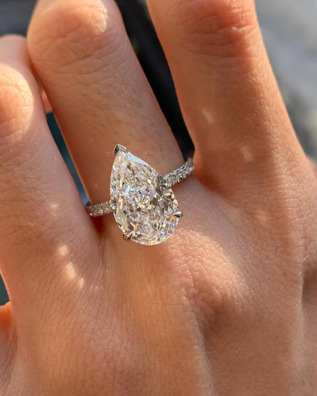 925 Silver With Pear Cut Original Moissanite Diamond Halo Ring for Wedding Engagement or Party Gift Charm Jewelry For Lovers - view 7