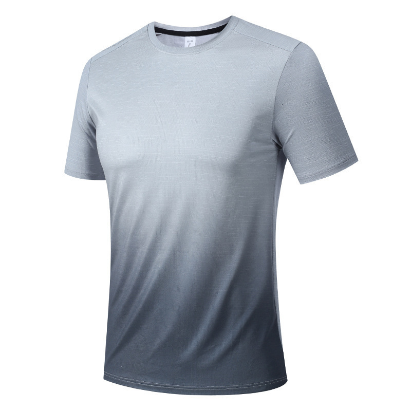 2026 Outdoor Sports Fitness Mens T-Shirt Summer Round Neck Running Top Quick-Dry Gradient Short Sleeve 260418