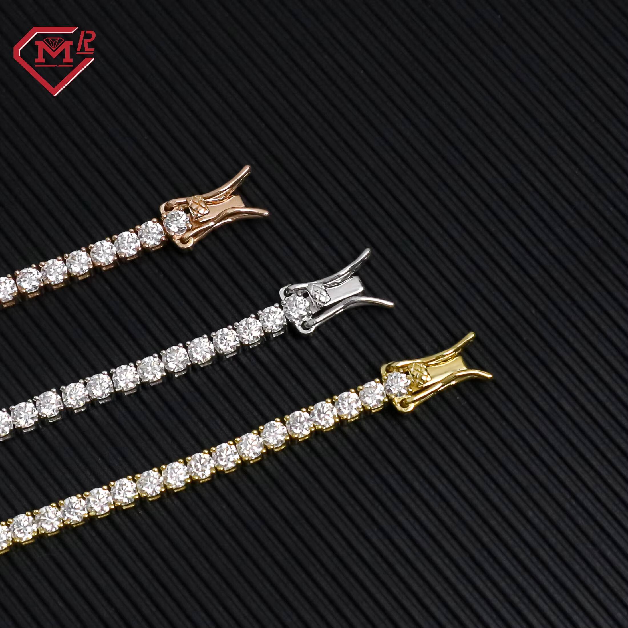 3mm Moissanite Tennis Chain 925 Silver Pass Diamond Tester Vvs Iced Out Moissanite Tennis Bracelet