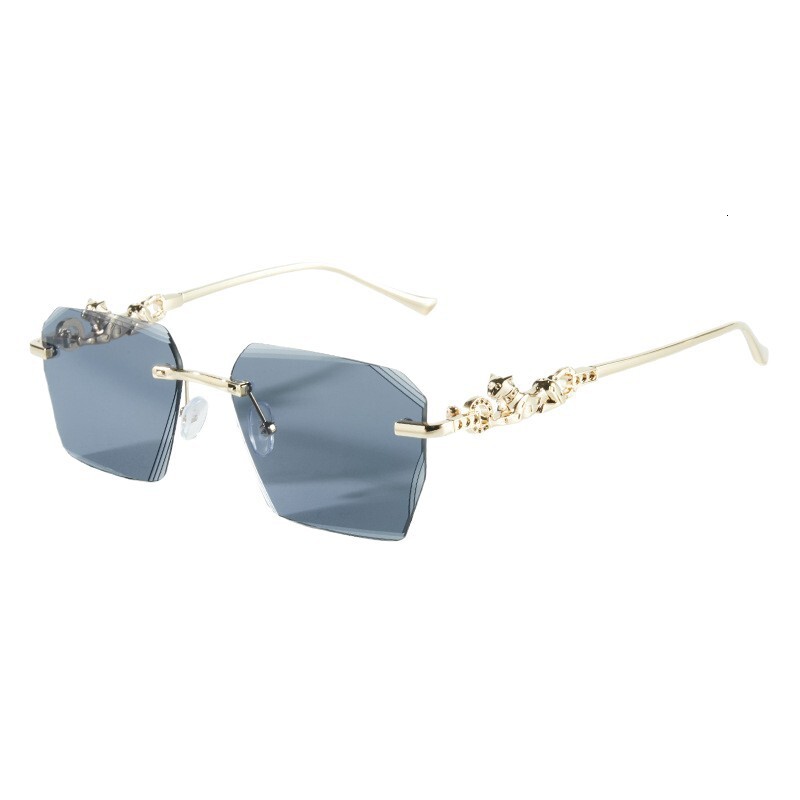 Luxury New Metal Frameless Leopard Print Designer Sunglasses Korean Square Small Frame Fashionable Sunglasses Trendy Versatile Sunglasses