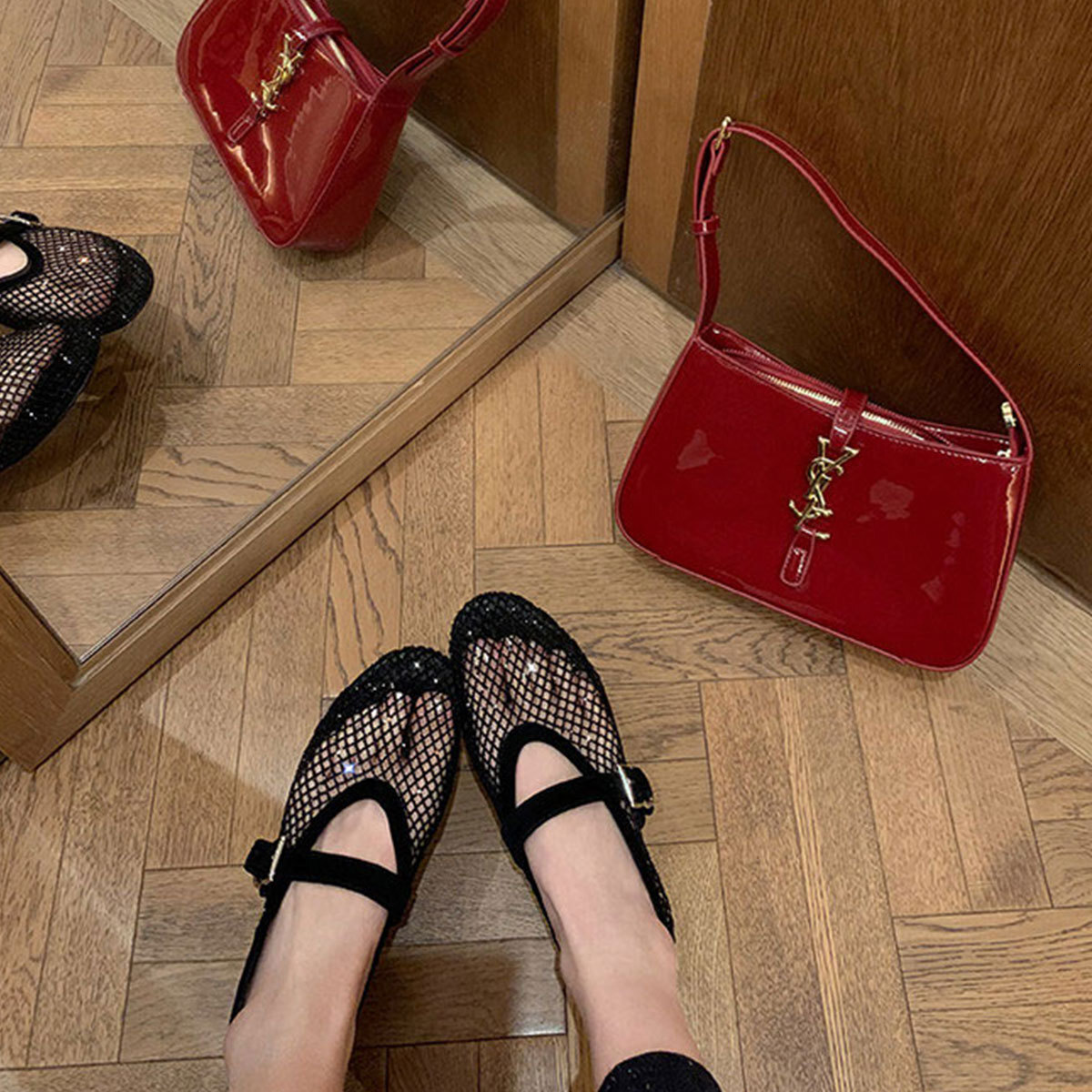 Women's Shiny Buckle Strap Gypsophila Ballet Shoes Height-Increasing Breathable Sandals - view 4