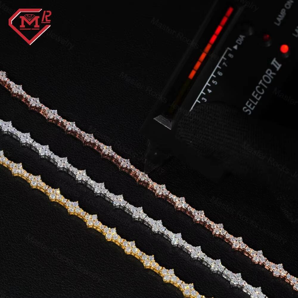 Moissanite Cross Tennis Bracelet S925 Yellow Gold/Rose Gold/Silver VVS Iced Out Custom Moissanite Bracelet