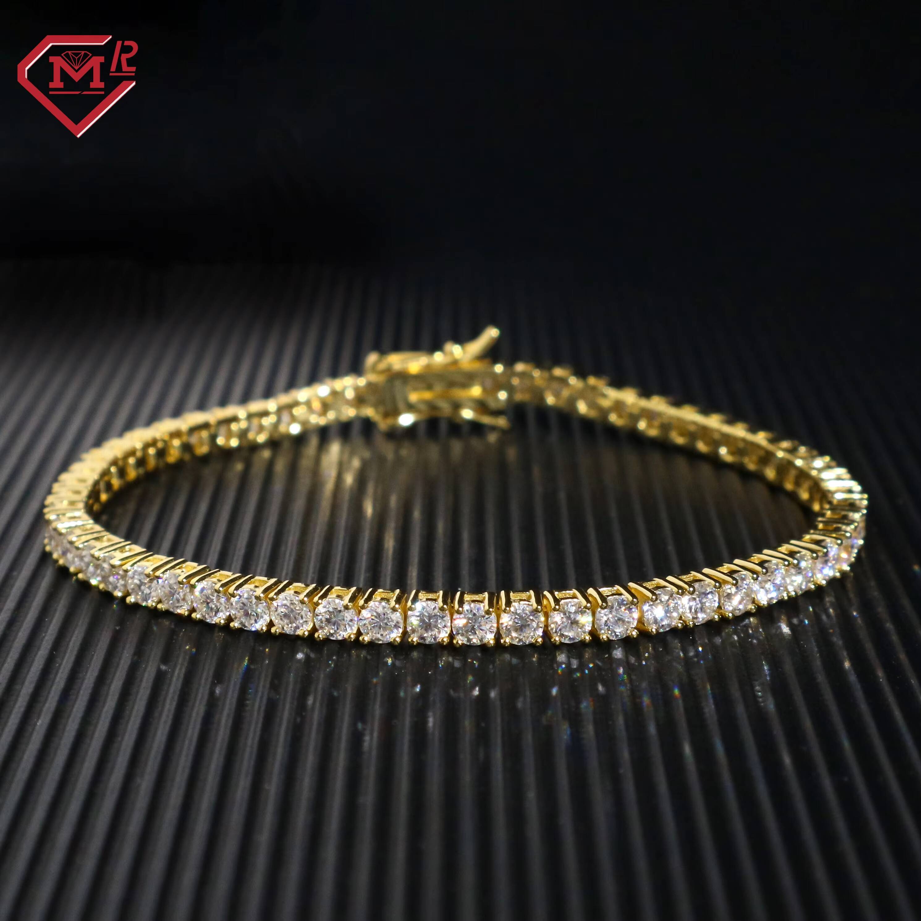 3mm Moissanite Tennis Chain 925 Silver Pass Diamond Tester Vvs Iced Out Moissanite Tennis Bracelet