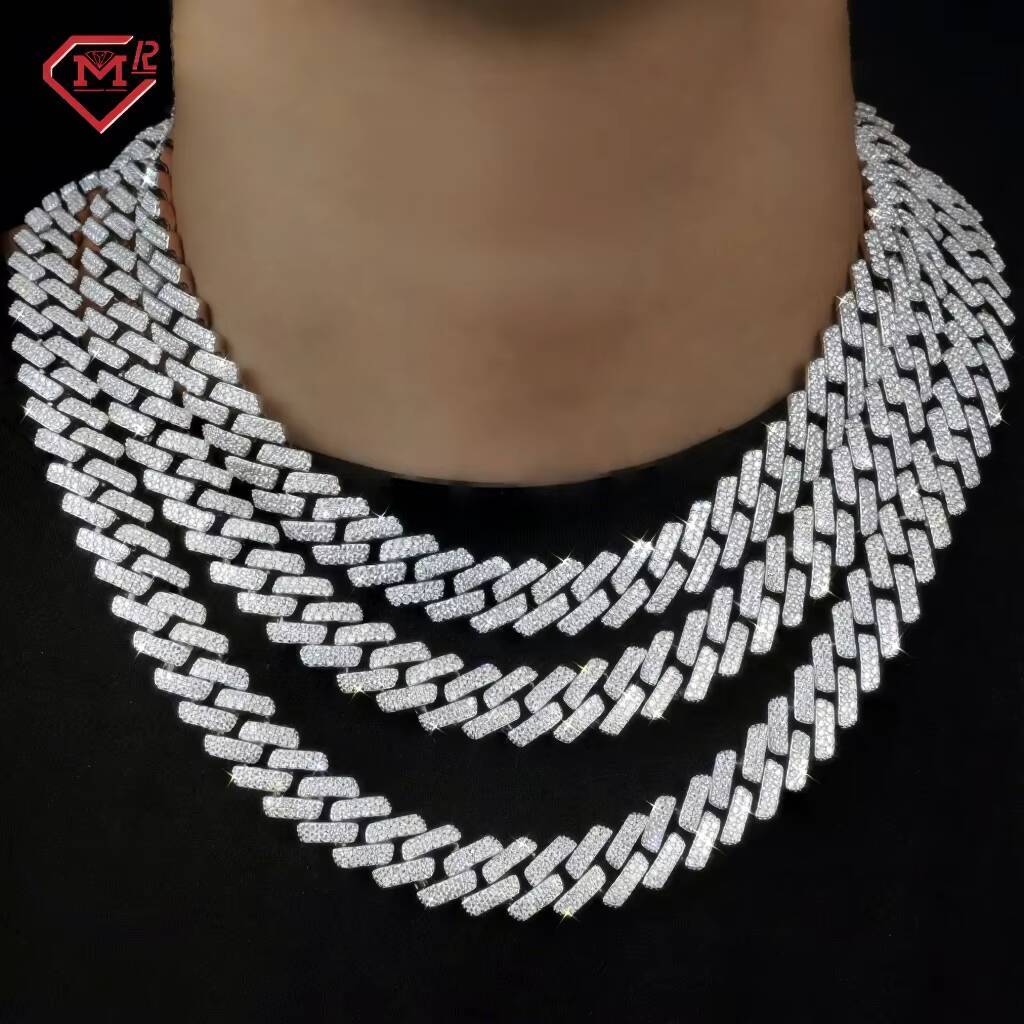 3 Days Dispatch 10mm 12mm 14mm Moissanite Cuban Link Necklace 925 Silver Moissanite Cuban Chain