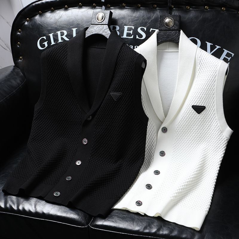 luxury brand designer spring summer knit cardigan blazer mens trendy brand solidcolor fitted business casual fashionable top