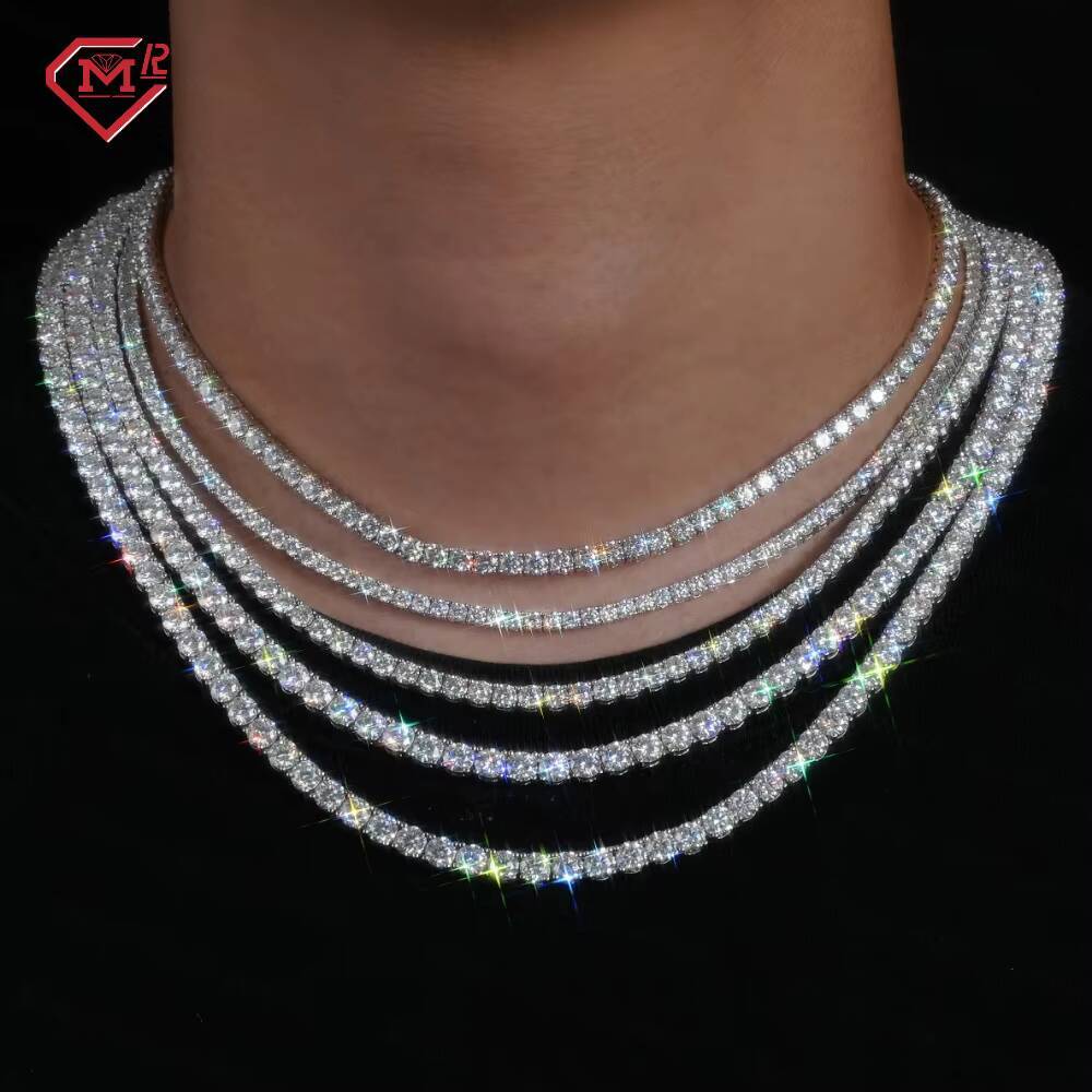 Wholesale Moissanite Tennis Bracelet 925 Silver 10K Gold Iced Out Hiphop Jewelry Moissanite Tennis Chain