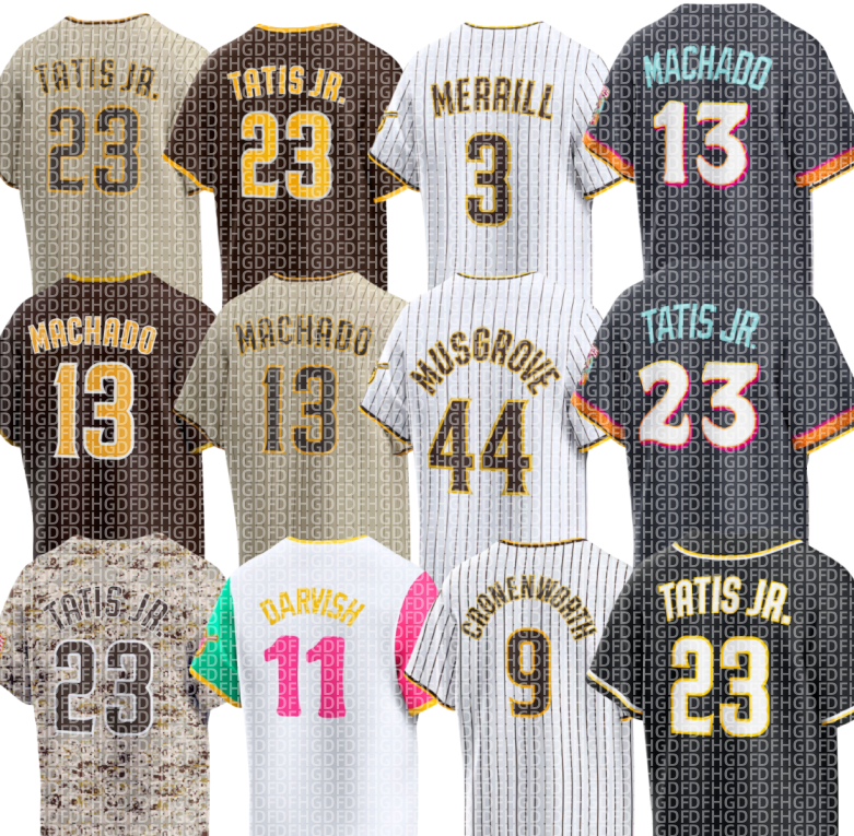 Padres Baseball Jersey Fernando Tatis Jr. Manny Machado Jackson Merrill Xander Bogaerts Mason Miller Jake Cronenworth Gavin Sheets Randy Vasquez Yu Darvish JP Sears
