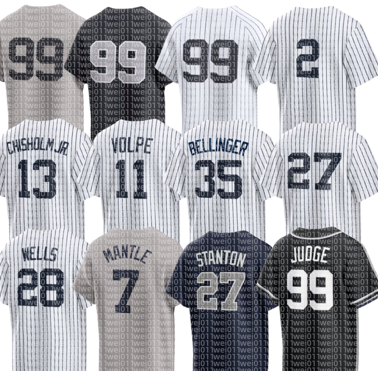 Yankees Baseball Jersey Derek Jeter Aaron Judge Ben Rice Cody Bellinger Giancarlo Stanton Max Fried Chisholm Jr. Anthony Volpe Austin Wells Babe Ruth Jose Caballero