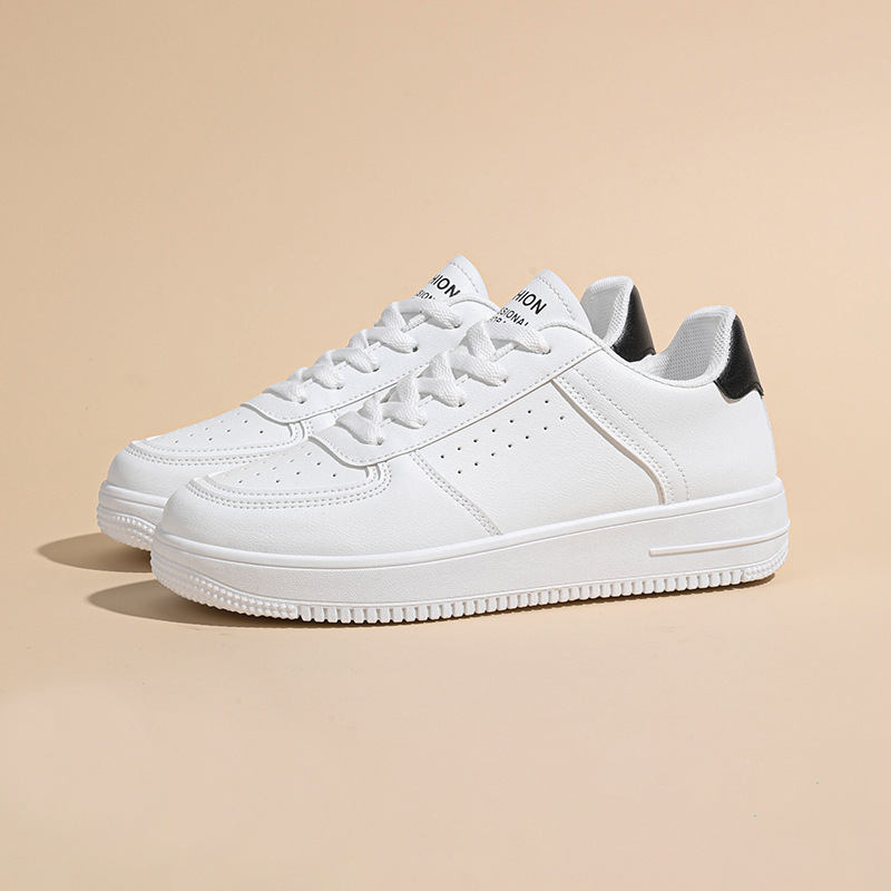 Hot selling minimalist white lace up casual low top flat sports shoes