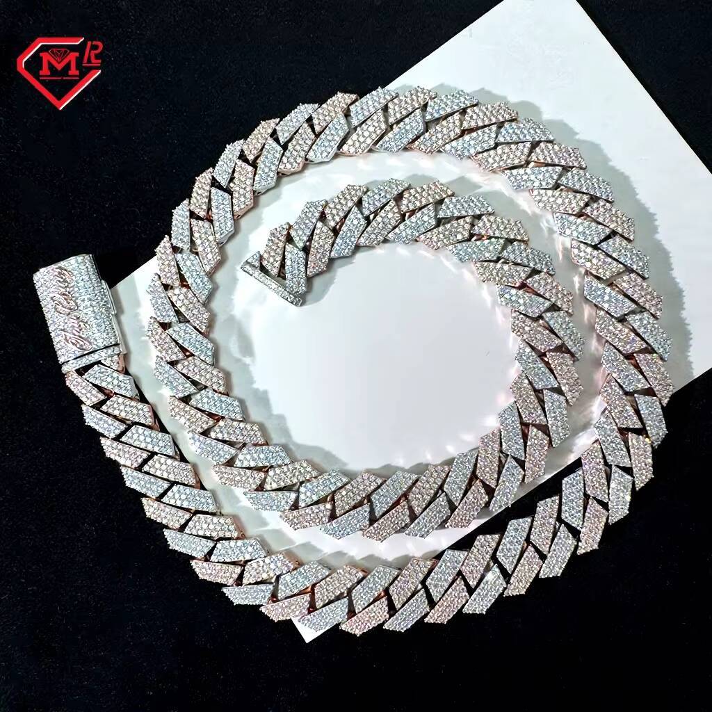 Hip Hop 15mm Cuban Link Chain 925 Sterling Silver Vvs Iced Out Custom Moissanite Cuban Chain