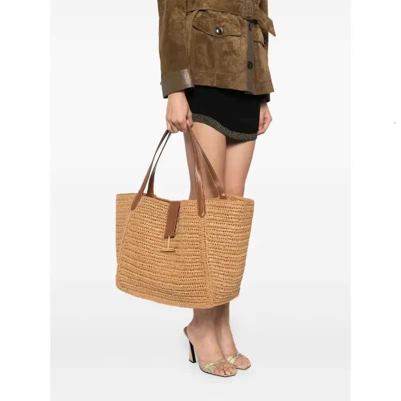 Straw Tote Bags For Women New Season Large Capacity Handwoven Elegant Shoulder Bag Summer Fashion Beach Vacation Handbag H260417