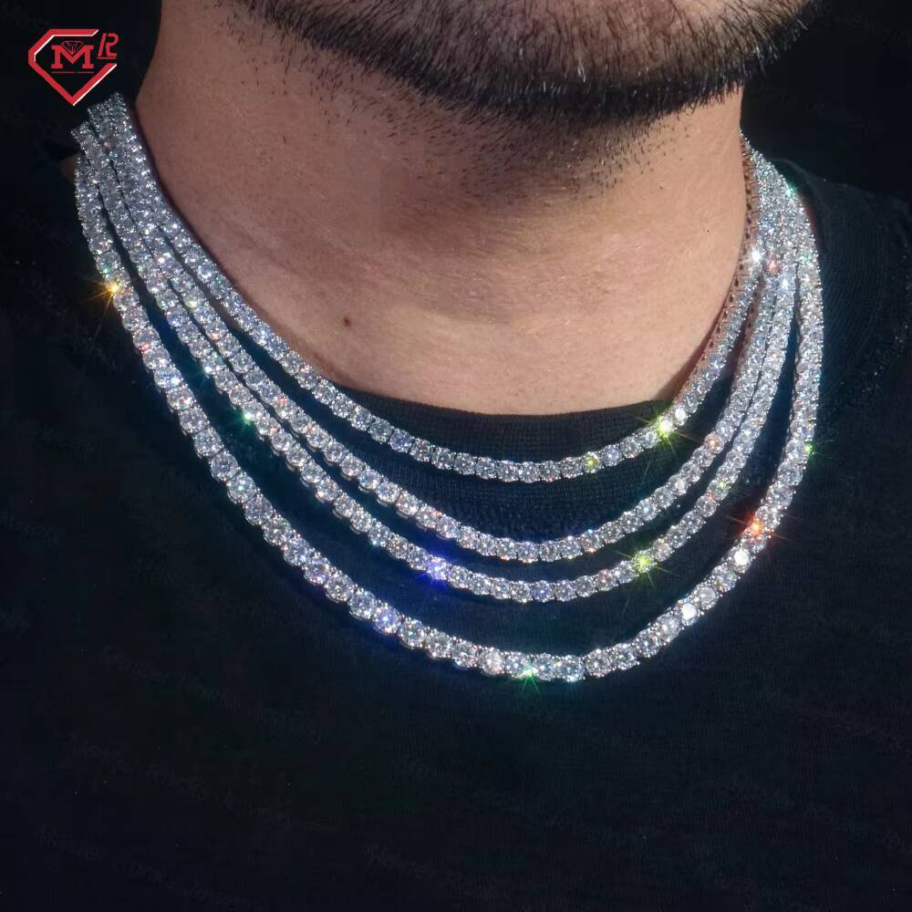 Wholesale Price 3mm 4mm 5mm Tennis Chain Necklace VVS Iced Out 925 Silver Fine Jewelry Moissanite Tennis Chain