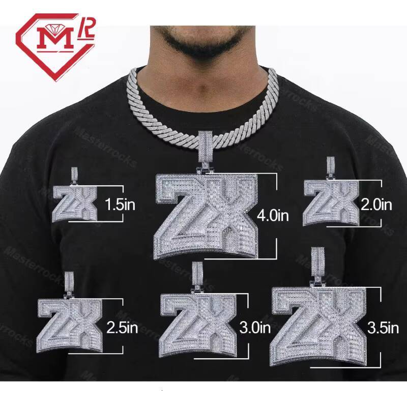 Factory Price Moissanite Pendant Men Sparkling 925 Sterling Silver Vvs Iced Out Moissanite Pendant