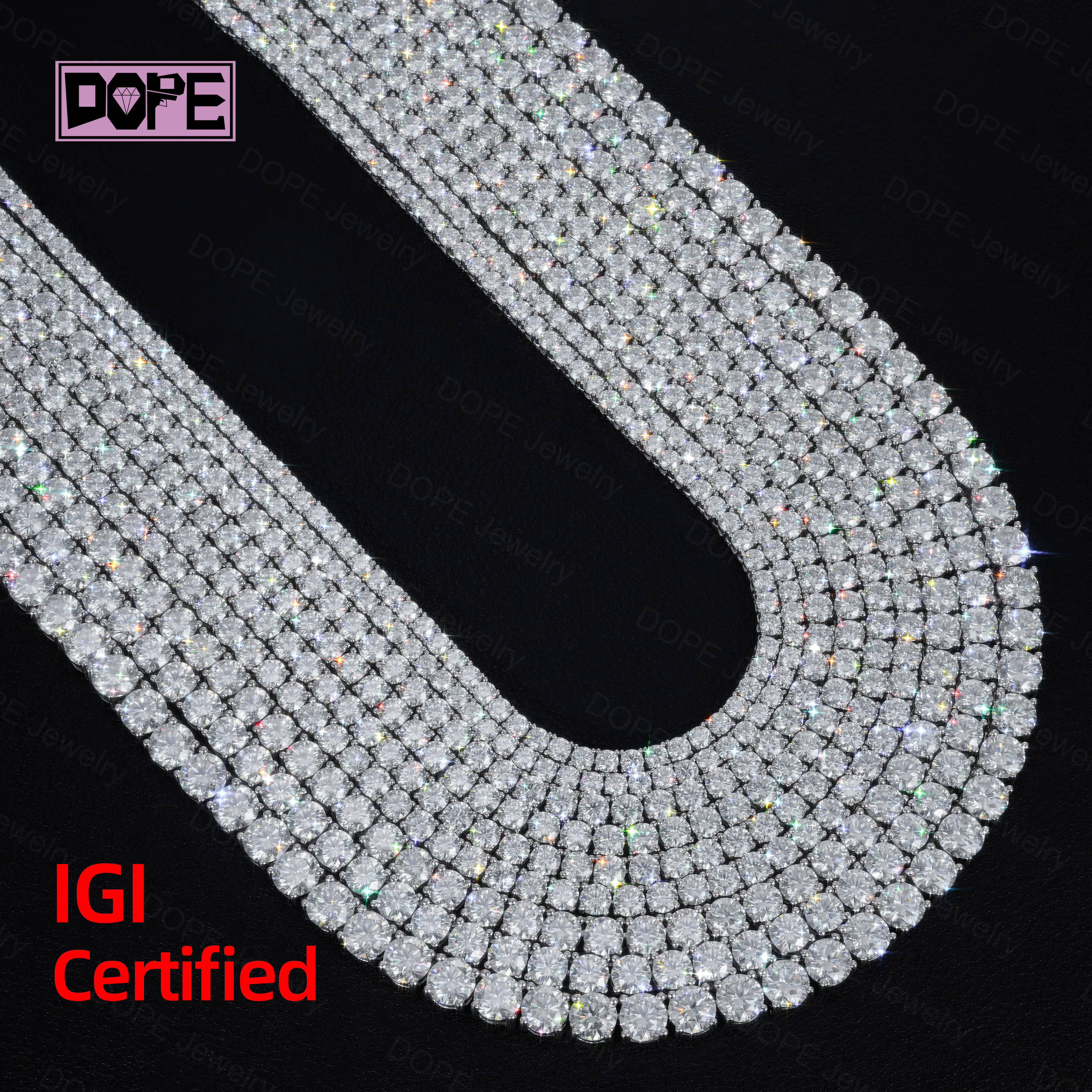 2mm 3mm Diamond Chain Necklace Bracelet 925 Silver CVD Real VVS Lab Grown Diamond IGI Certified Tennis Chain