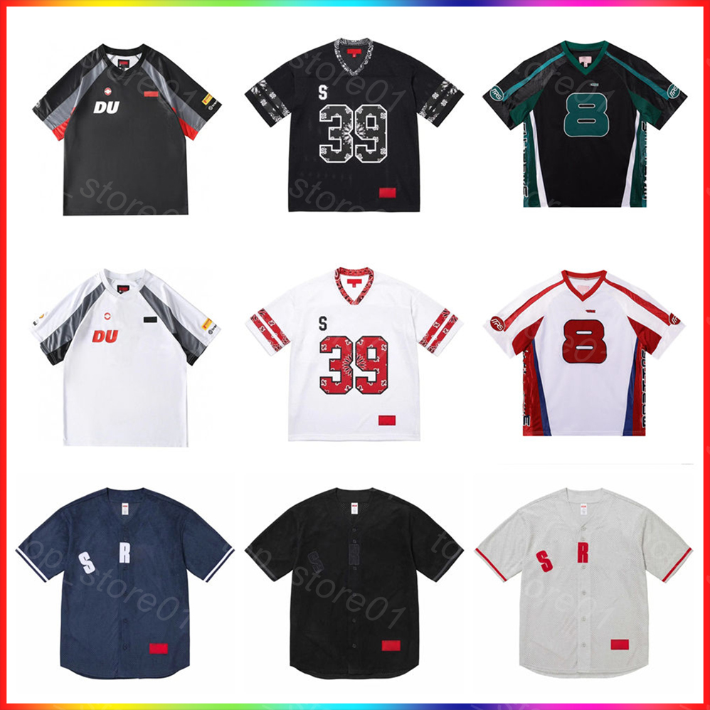5A 2026 Designer Men's T Shirt Short Sleeve Jersey Embroidery Mesh T Shirts Vintage Hip Hop Embroidered graphic tee Casual Loose Sports Jerseys Summer Men Streetwear