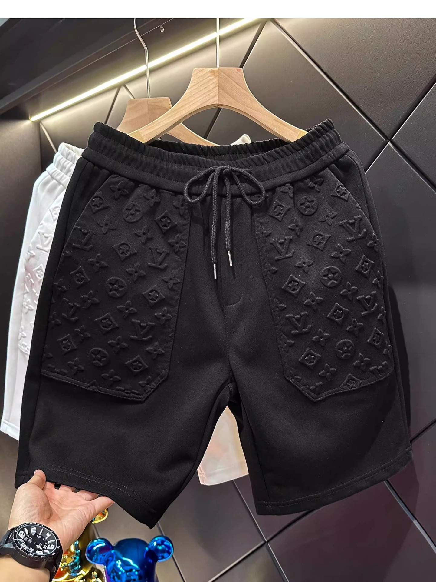 High-end trendy brand fashionable lettered jacquard five-pocket pants for men - summer new style casual sports shorts, straight-leg pants