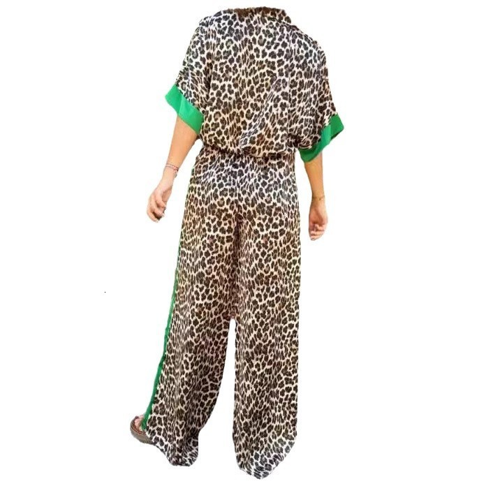 Two-piece Sets Plus Size Womens Clothing Spring Fashion Sexy Leopard Jacket Pants Suit Casual Splicing Large Size Outfits 240823
