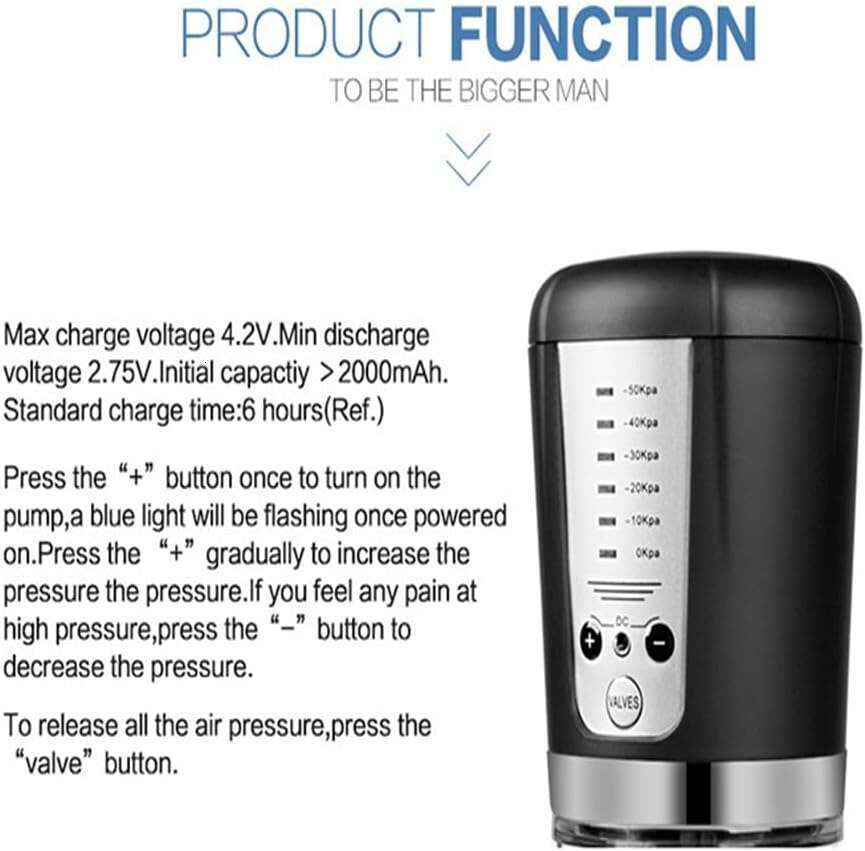 Enlarger Pump, with 6 Suction Strengths, Suitable for Longer, Larger, and Stronger erections in Men, Electric Penile Vacuum Pump Male Sex Toy