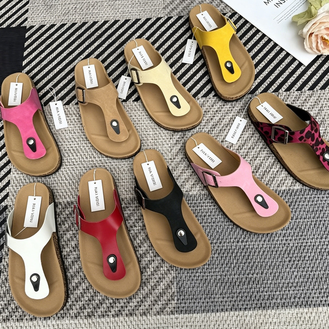 Women's Sandals Flip Flops Colorful Buckle Casual Beach Sandals European and American flip-flops slippers