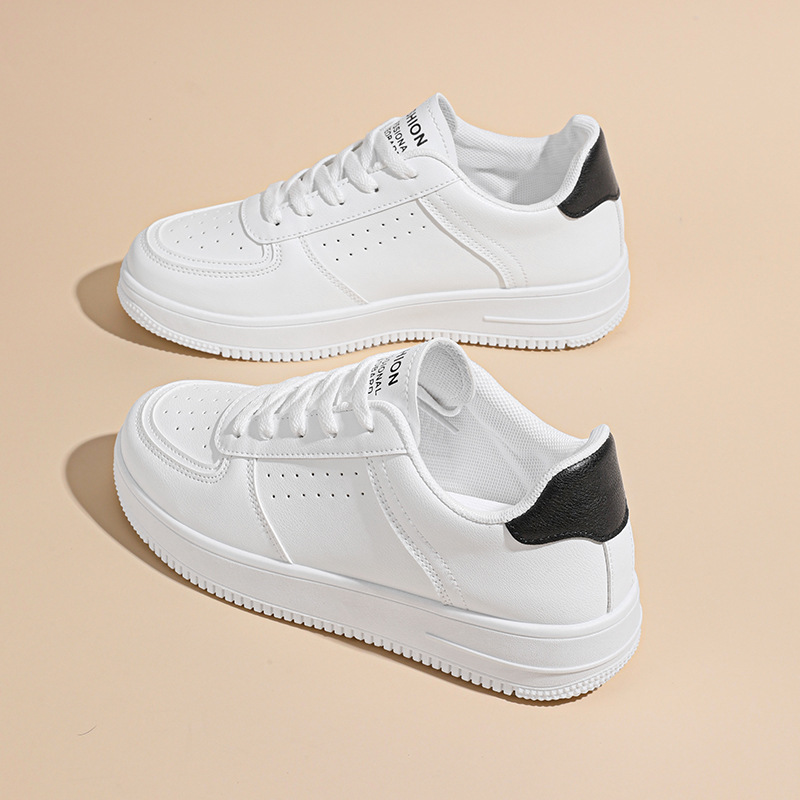 Hot selling minimalist white lace up casual low top flat sports shoes