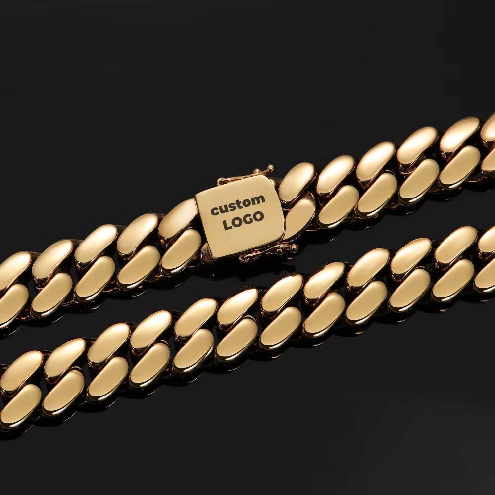 Hip Hop Jewelry Size Silver Chain Necklace Wholesale 18k Gold Plated Chunky Custom 12mm-22mm Chain 14k Gold With Cz