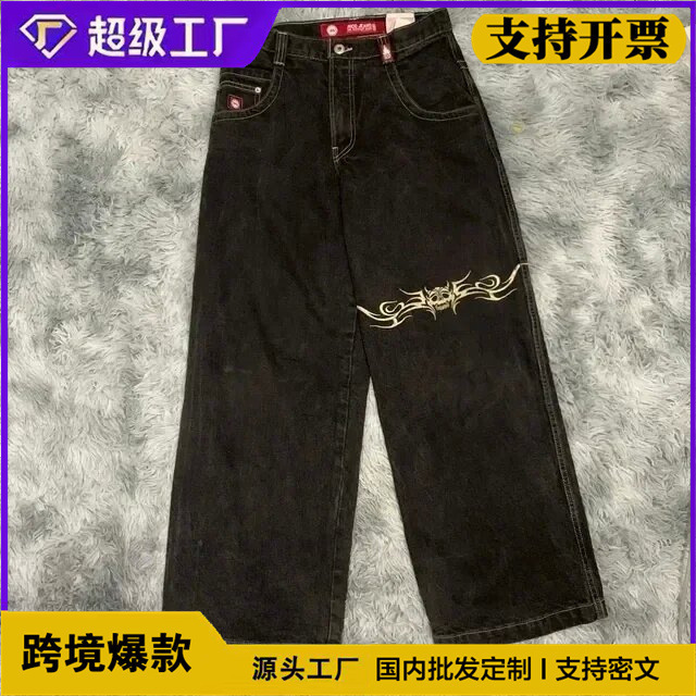Gothic Baggy Jeans Y2K Style High Quality Retro Leisure Hip Hop Harajuku Street Clothing Mens Womens High Waist Trouser 241118