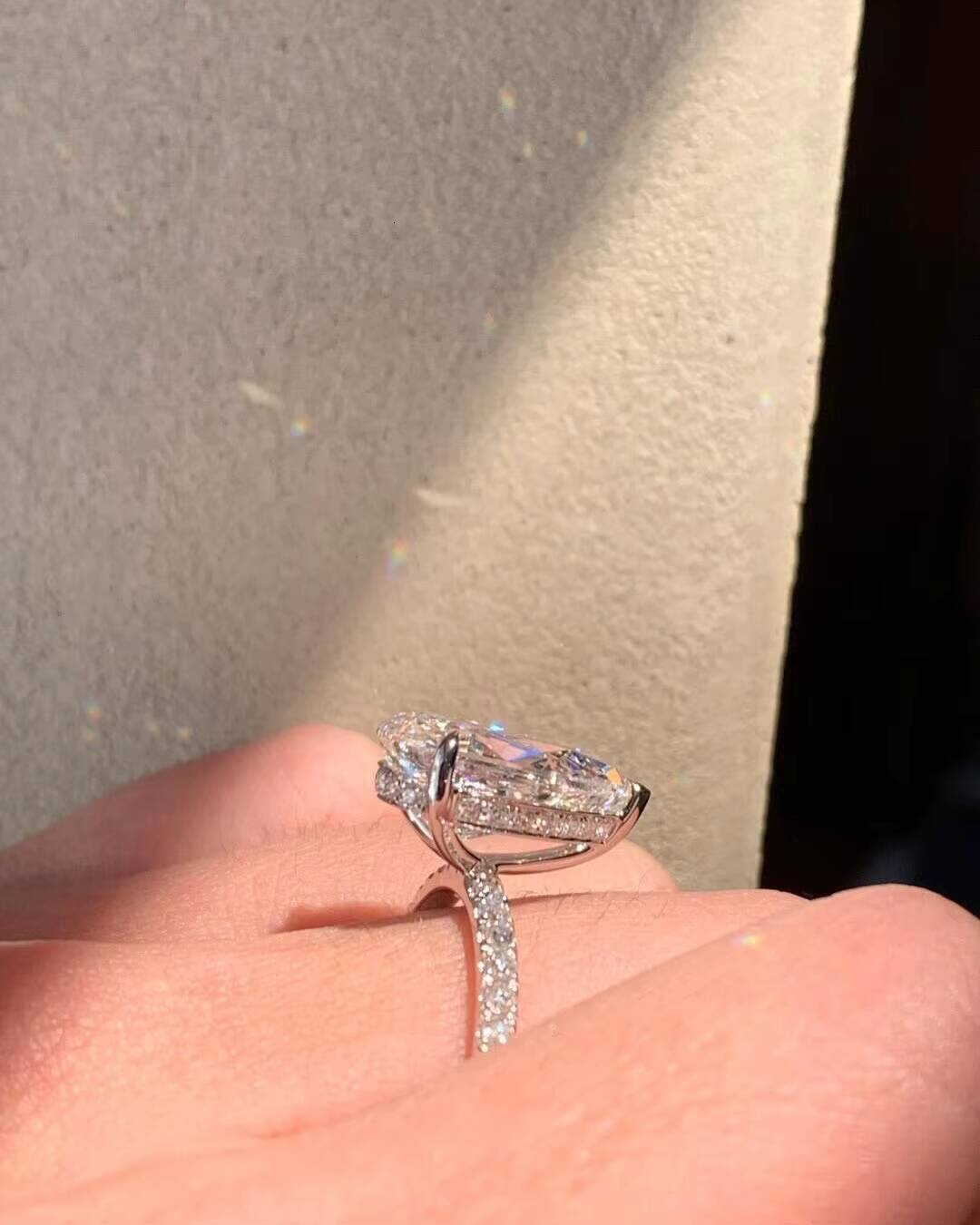 925 Silver With Pear Cut Original Moissanite Diamond Halo Ring for Wedding Engagement or Party Gift Charm Jewelry For Lovers - view 5